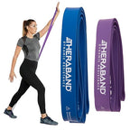 THERABAND High Resistance Bands, Set of 2 Elastic Super Bands for Improving Flexibility, Injury Rehab, & Full Body Workouts, Stretch Bands for Lifting, 1 Light & 1 Medium Band, Multi