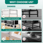 Clothes Rack, Double Rods Clothing Rack with 2 Bottom Shelves & 4 Side Shelves, Metal Garment Rack for Hanging Clothes, Heavy Duty Clothes Rack for Bedroom, Laundry, Living Room, White