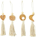 LiQunSweet Handmade Rattan Weave Cotton Rope Tassel, 4Pcs, 25x4.5cm, for Bag Charms, Keychains, Home Decor & Craft Projects