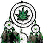 Dream Catchers, Green Leaf Weed Dreamcatcher Wall Hanging Ornament for Bedroom Living Room Apartment Wedding Party Decor, Festival Blessing Gift (Leaf-L)