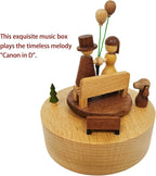 Briskfeel Wooden Music Box with Rotating Couple Holding Balloons - Plays Canon in D Mechanical Musical Box - Gift for Birthday, Valentine's Day, Wedding, Anniversary, Home Décor (Prospect)