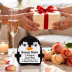Belatelove Birthday Gifts for Bonus Mom from Daughter Son, Handmade Crochet Mini Penguin Mother's Day for Mother in Law, Funny I Love You Gift for BonusMom Small Easter Decor