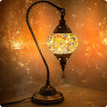 Yarra-Decor Turkish Moroccan Lamp with Bronze Base 3 Color Options Handmade Swan Neck Tiffany Mosaic Glass Bedside Lamps for Bedroom (LED Bulb Included)(4)