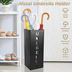 Metal Umbrella Holder, 16.5x6.3x6.3inch Square Free Standing Umbrella Rack Decorative Umbrella Holder Bin Multipurpose Walking Sticks Holder for Umbrella Cane Entryway Home Office (Style A)