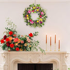 20 Inch Spring Floral Wreath with Butterflies & Berries - Artificial Tulip Eucalyptus Front Door Wreath for Year Round Home Decor, Spring, Summer, Mother's Day, Farmhouse Porch & Home Decor