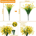TURNMEON 12 Bundles Artificial Flowers for Outdoors Spring Decor, Realistic UV Resistant Fake Plants Faux Plastic Flowers for Outside Planter Home Gardens Porch Yards Cemetery Summer Decor(Yellow)
