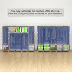 83 Inch Wide Portable Closet Wardrobe, Clothes Storage Rack Organizer with Cover, 5 Clothes Hanging Rods and 10 Storage Shelves, Grey