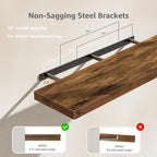 QEEIG Floating Shelves for Wall 39.4" Long - Wall Mounted Shelf Bathroom Kitchen Living Room Bedroom Farmhouse Home Decor Display Bookshelf Large 39.4 x 9.3 inch Set of 2, Rustic Brown (008-100BN)