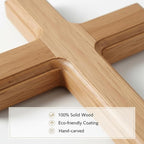BESPORTBLE Handcrafted Wooden Wall Cross - 10 Inch Rustic Christian Home Decor, Solid Wood Religious Hanging Art for Living Room, Catholic Prayer Gift for Baptism and Housewarming (Brown)