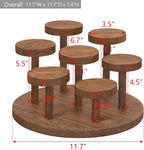Ikee Design 7-Tier Wooden Display Riser for Jewelry, Accessories, and Collectibles items Wooden Jewelry and Figurine Display Risers, Multilevel Stand for Action Figures and Home Decor, Brown Color