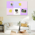 Square Felt Cork Bulletin Board Tiles, Self Adhesive DIY Felt Pin Board for Wall 30" x 20" with 35 Pushpins for Office School Home Wall Decor Stickers Memos Photos Display (Purple+Pink)