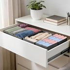 Drawer Organizer Clothes, 16 Pack Dresser Organizer Bins, Foldable Closet Organizers and Storage Fabric Dresser Bins, Shallow Drawer Dividers for Clothing, Underwears, Socks, Tie
