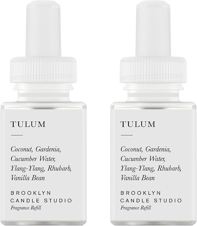 Pura & Brooklyn Candle Studio Home Scent Refill - Smart Home Air Diffuser - Long-Lasting Luxury Fragrance per Refill - Home Essential - Clean & Safe Diffuser Fragrance - 2 Pack, Tulum