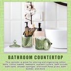 Aoriher 4 Pcs Crystal Glass Candy Jar Set with Lids Home Decorative Storage Jars for Apothecary, Bathroom, Kitchen, and Pantry, Ideal for Cotton Swabs and Jewelry (Large,Green)