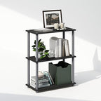 Furinno Turn-N-Tube Book Shelf, 3-Tier Bookshelf, Bookcase with Multipurpose Compact Display Rack, 11.6 x 23.6 x 29.6, for Living Room, Bedroom, Home Office, Black/Grey
