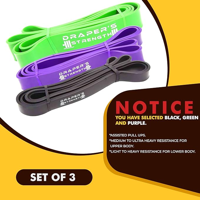Draper's Strength Heavy Duty Resistance Stretch Loop Bands for Powerlifting Workout Exercise and Assisted Pull Ups