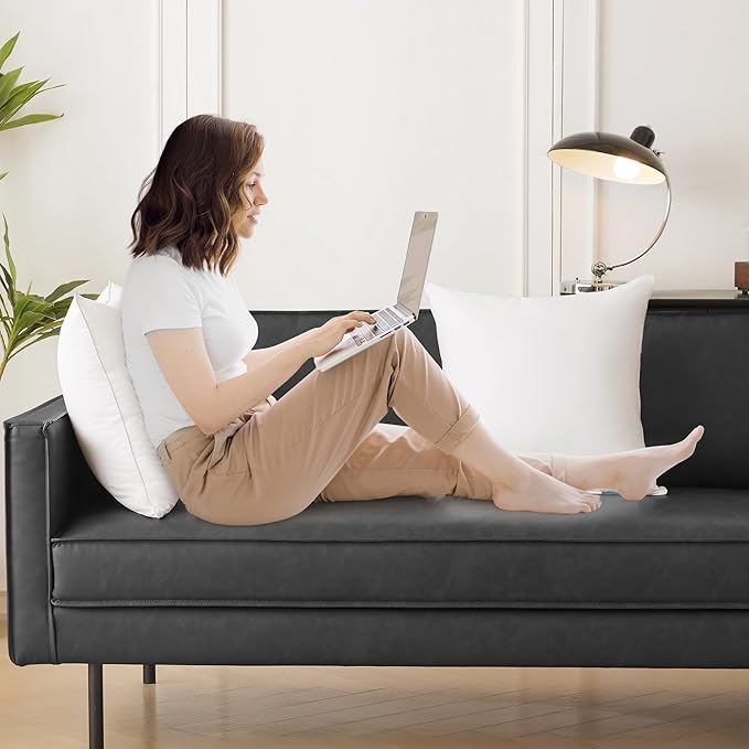 Oubonun 28 x 28 Euro Pillow Inserts with 100% Cotton Cover - Square Interior Sofa Decorative Throw Pillow Insert Set of 2 - White Couch Pillow