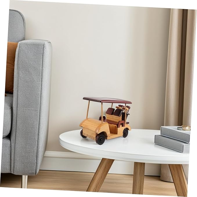 Toyvian Rustic Car Figurine Handmade Antique Wooden Car Model for Vintage Home Decor Unique Retro Vehicle Decoration for Office and Study Charming