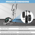 Elliptical Exercise Machine, Dripex Magnetic Elliptical Machine for Home, Hyper-Quiet Elliptical Training Machines w/ 6KG Flywheel, 8 Resistance Levels, Pulse Monitor, LCD Monitor, Device Holder
