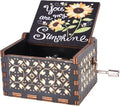 Dream Loom Wooden Music Box, You are My Sunshine Hand Crank Engraved Wooden Musical Boxes Sunflower Gift for Mother/Grandma/Wife/Girlfriend/Women