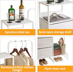Clothes Rack, Garment Rack with Shelves and Hanging Rod, 3 Drawers, Reversible Coat Hanger, White YD-TM081W1