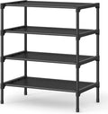 SONGMICS Shoe Rack, 4-Tier Shoe Storage Organizer, Space-Saving, 11.7 x 16.5 x 26 Inches, Entryway, Metal Frame, Non-Woven Fabric Shelves, Ink Black ULSH014BH01