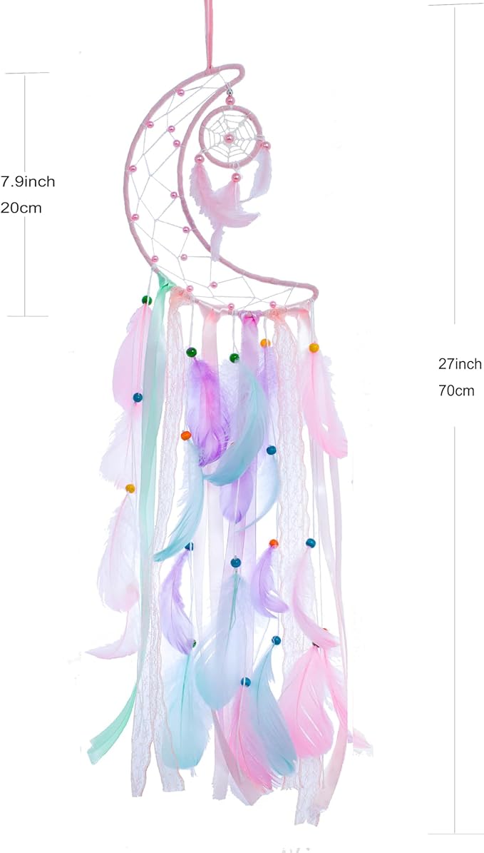 3 Pack Pink Star Moon Sun Dream Catcher - Pink Dream Catchers for Girls, Teen Girl Room Decor, Grils Bedroom Decoration