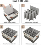 Shoe Organizer for Closet, Foldable Shoe Box with Adjustable Dividers and Clear Cover, Space Saving Shoe Storage Organizer Cabinet with Reinforced Handles, Fits 16 Pairs TP09WG