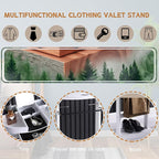 Wood Valet Stand with Drawers, White Men's Valet Stand with Sturdy Base, Suit Valet Stand, Load Capacity 50kg, for Entryway, Bedroom, Office, 17X13.5X42 in (White)