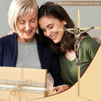 ACHIBANG Gold Crucifix Wall Cross - 10" Catholic Metal Cross with Jesus & INRI, Faith Decor for Wall or Door Display
