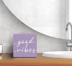 SRADMO Botanical Eucalyptus Leaves Wood Box Sign Desk Decor, Rustic Eucalyptus Leaves Wooden Block Box Sign Decoration For Home Office Shelf Table Decor (Purple)