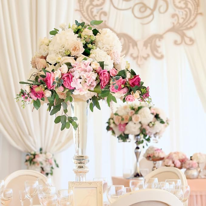 LIFKOME Wedding Arch Flowers Rustic Artificial Rose Flower Swag Door Wreath for Lintel Home Wall Decor 28X6X3 Inches Pink Green Leaves