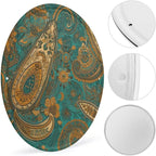 Wall Picture, with Yellow Paisley Pattern Printed Circular Iron Hanging Picture,Wall Art Decor,Home for Bedroom Living Room Bathroom Decor,Iron Painting 11.8X11.8 in
