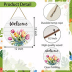 Spring Decorations for Home Spring Door Decor Mason Jar Tulip Wall Decor Wooden Tulip Wreaths for Front Door Hanger Welcome Sign for Porch Wall Indoor Home Decor (Tulip)