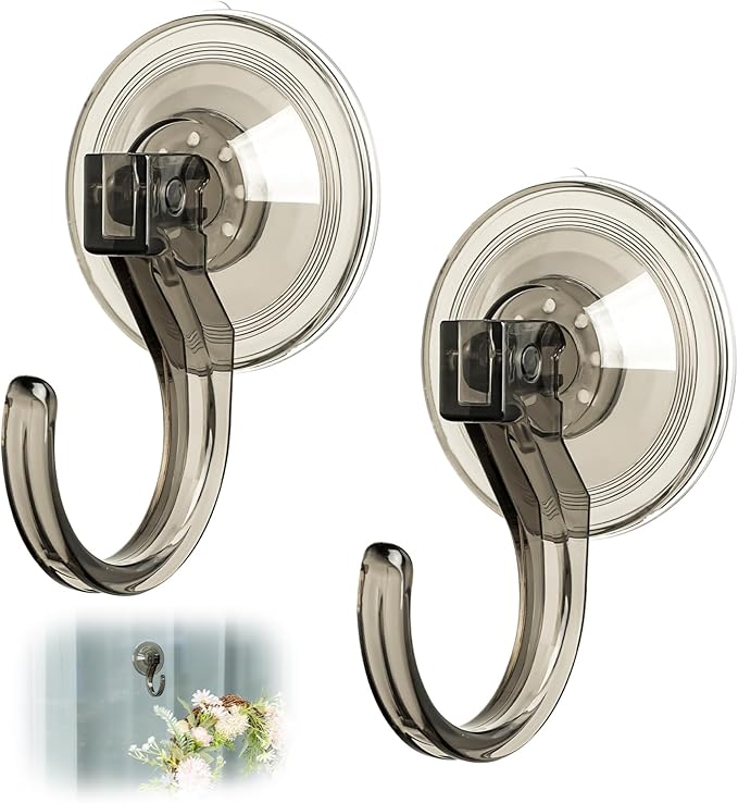 Amuille Wreath Hangers, 2 Pack Large Suction Cup Wreath Hooks, Removable Suction Cup Hanger for Front Door, Glass Window, Shower, Kitchen, Holds up to 18 lbs