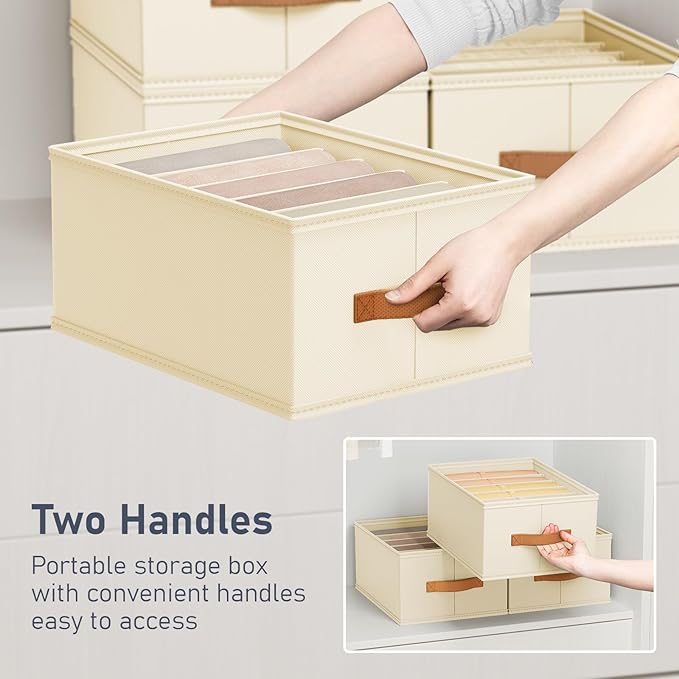 DIMJ Large Wardrobe Clothes Organizer, 8 Packs Fabric Closet Storage Organizer with Handles, Foldable Closet Organizers Dividers for Clothing Jeans Pants Sweater T-shirt