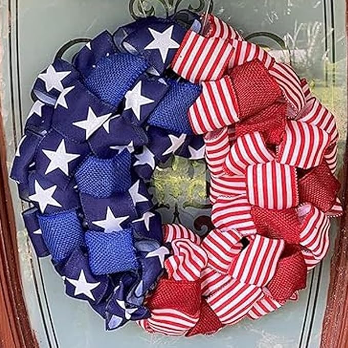250th Anniversary Patriotic Wreath, Red White and Blue Wreath All-Weather Farmhouse Outdoor Holiday Decoration, Memorial Wreaths 3D Eagle Wreaths for Front Door (C)