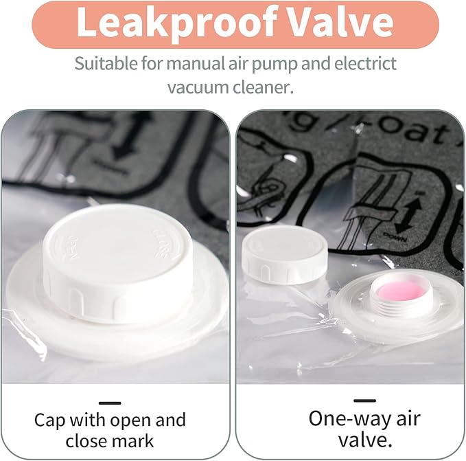 Meetall 6Pack Hanging Vacuum Storage Bag Reusable Space Saver Compressed Bag with Hangers.3pcs in 26.3x35.4inch(67x90cm) and 3pcs in 26.3x43.3inch (67x110cm).Work with Any Vacuum Cleaner.