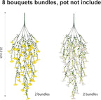 Fake Artificial Hanging Flowers for Outdoor, 8 PCS Silk Morning Glory Faux Flowers with Eucalyptus Leaves,Realistic Hanging Plants for Wedding Home Office Garden Decor