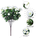 HyeFlora Artificial Fake Flowers Plants for Outdoor Outside Spring Decoration, Faux Silk White Camellia UV Resistant Realistic for Front Door Porch Planter Pot Patio Balcony, 3 Large Bundles