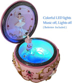 Briskfeel Classical Ballerina Music Box Jewelry Box LED lights Twinkling Resin Carved Collectible Mechanical Ballerine Musical Box with Sankyo 18-Note Ballerina Rotates (4# Ballet)