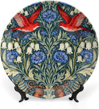 William Morris Forest Wildflower And Birds Fashion Plates Decor for Festival Table Office Customize Halloween Idea Gifts Ceramic Salad Plates Including Bracket And Special Hook, Multi Sizes