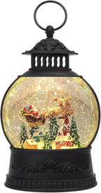 Christmas Snow Globe Water Lantern with Timer and Music, USB and Battery Operated Lighted Led Globe, Santa Snowglobe Table Decorations Indoor for Adults Home Holiday (Reindeer)