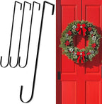 12" Wreath Hangers for Front Door,4 Pack Wreath Door Hanger,Non Scratch Over The Door Hooks Halloween Christmas Easter Decorations Welcome Sign for Front Door Décor, Slim Hangers