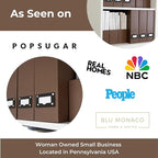 BLU MONACO | Cardboard Magazine File Holder Set of 6 | Vertical Magazine File Holder with Leather Label Slots | Standing File Holder and Cardboard Bins for Shelves Desk Office