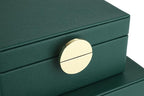 HofferRuffer Faux Leather Jewelry Boxes, Decorative Boxes Storage Accessory Organizer with Gold Hardware Decor, Classic Vegan Leather Set of 2 Pieces (Green)