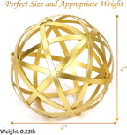 Gold Decorative Sphere, Metal Coffee Table Decor Sculpture, Modern Home Decor Accent for Tabletop, Centerpiece, Shelf Display- Elegant Metal Sphere Decor with Luxury Golden Finish