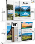 Youeon 2 Pcs Clear Acrylic Magazine Holder Wall Mount, 17 Inch Hanging Magazine Rack with Hardware, Floating Bookshelf Brochure Display Organizer for Home, Office, Reception Area