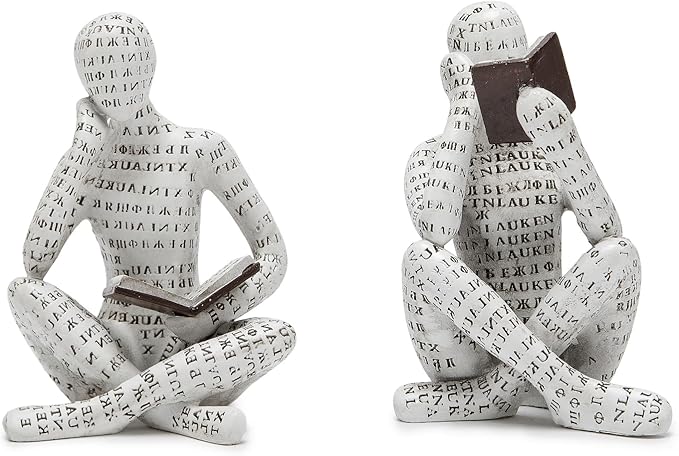 Bookshelf Decor Pulp Reading Thinker Sculpture, Abstract Art Statue Ornaments, Set of 2 Modern Aesthetic Figurine Home Decor Accents for Office Living Room Bedroom Shelf Coffee Table Desk
