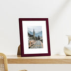 Vittanly 8x10 Picture Frames Set of 9, Shatter Resistant Plexiglass, Display 5x7 Pictures with Mat or 8x10 without Mat, Photo Frames for Wall or Tabletop, Engineered Wood, Cherry Red
